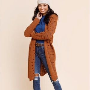 Absolutely Famous brown Arabella Pointelle cardigan XL